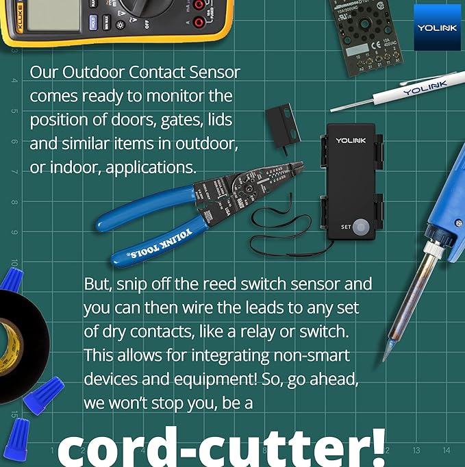 YoLink LoRa Smart Outdoor Contact Sensor & Hub Starter Kit, Gate & Shed Door Sensor, Universal Contact-Closure Sensor, Email/SMS/Push Alerts, 1/4 Mile Open Air Range, Alexa, IFTTT, Home Assistant