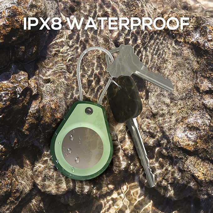 Waterproof AirTag Holder - (4 Pack) Air tag Lock Keychain with Wire Cable Compatible with Apple AirTags, Ultra Durable Anti-Lost Protective Case for Luggage, Key, Backpack,Avocado