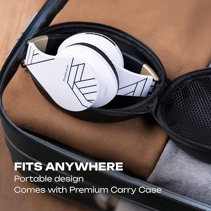 PowerLocus Bluetooth Over-Ear Headphones, Wireless Stereo Foldable Headphones Wireless and Wired Headsets with Built-in Mic, Micro SD/TF, FM for iPhone/Samsung/iPad/PC (Black/White)