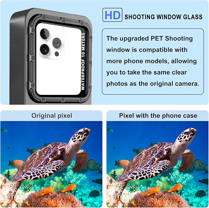 2025 Upgrade Waterproof Phone Case, Diving Snorkeling Swimming Scuba Underwater Touch Screen Photo Video Housing Cover for 17/16/15/14/13/12/11 Pro Max/XS/X Samsung Galaxy S25/S24/S23/S22 (Black Gray)