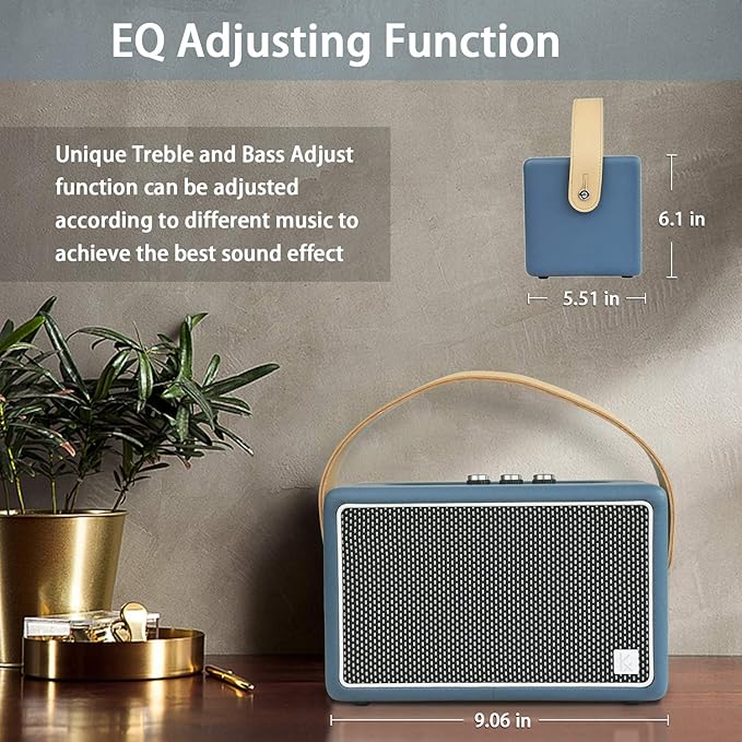 Vintage Bluetooth Speakers, KONEX 40W Leather Portable Wireless Speaker, Bluetooth 4.2 Heavy Bass Music Player, 20H Long Playtime, Mid Century Modern Decor for Home, Office, Party, Gift for Friend