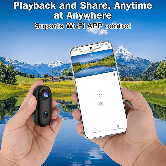 i3 4K Thumb Action Camera,Tiny Size, Mount Anywhere,Small Body Camera with Spring Clip,Portable Vlogging,Hands-Free POV Recording,Helmet Cam for Cycling,Motorcycle (with 128G-Card, Black)