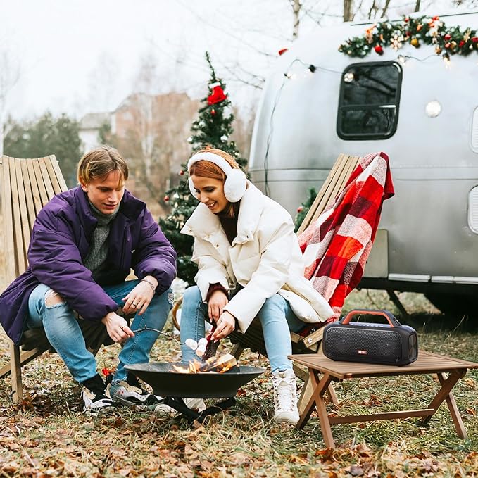 DOSS Extreme Boom Outdoor Bluetooth Speaker with 60W Mighty Sound, Deep Bass, 30H Playtime,10400mAh Power Bank, BT 5.3, IPX6 Waterproof, Portable Strap for Camping, Pool, Beach, Garage, Work