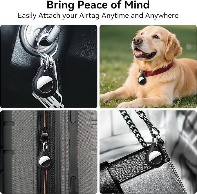 4Pack for Airtag Keychain Holder for Apple Airtag - Anti-Scratch & Durable (PC + Silicone) for Air Tags Case for Pets, Kids, Luggage for Air tag Accessories & Item Finder(2Black/2Blue)