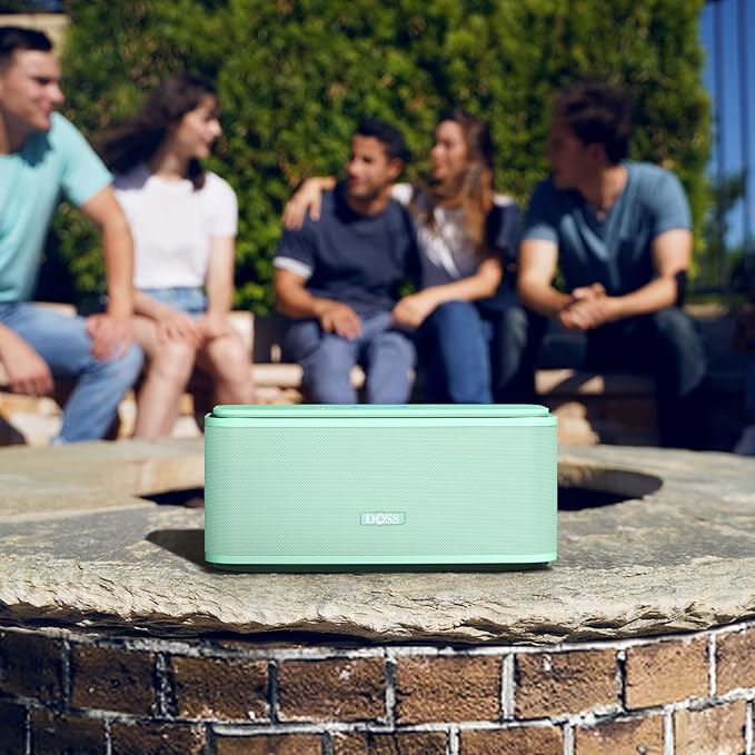 DOSS SoundBox Touch Wireless Bluetooth Speaker with 12W HD Sound and Bass, IPX5 Water-Resistant, 20H Playtime, Handsfree, Portable for Office, Home, Outdoor, Travel-Green