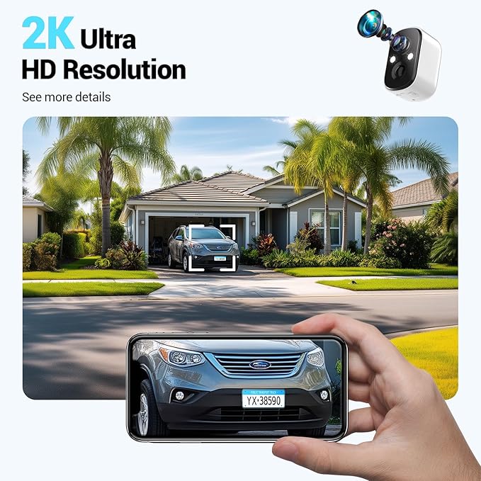 Techage Security Cameras Wireless Outdoor, 2K Solar Powered WiFi Cameras for Home Security with AI Motion Detection, Color Night Vision, 2-Way Talk, IP66 Waterproof, Cloud/SD Storage