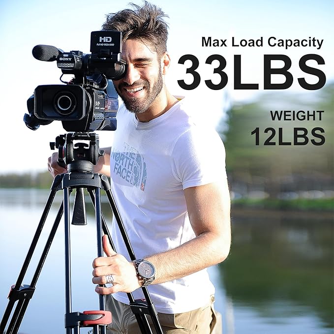 miliboo MTT609B Carbon Fiber Tripod Professional Tripods with Infinitely Damped Head,Video Tripod for Photography, Live Streaming, Videography,Working Height 33.5''-66'',33lbs Max Load,Customizable