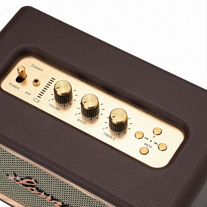 Retro Wooden Portable Wireless 10000mAh Battery Loud Bass Subwoofer TWS Bluetooth Speaker with AUX Input, SD Card Slot, USB Port for Outdoor Party (Brown)