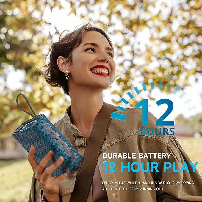 Speaker, Portable Wireless Bluetooth Speakers, Waterproof Loud Stereo Sound with RGB Lights TWS Long Playtime for Home/Party/Outdoor, Electronic Gadget (Blue)