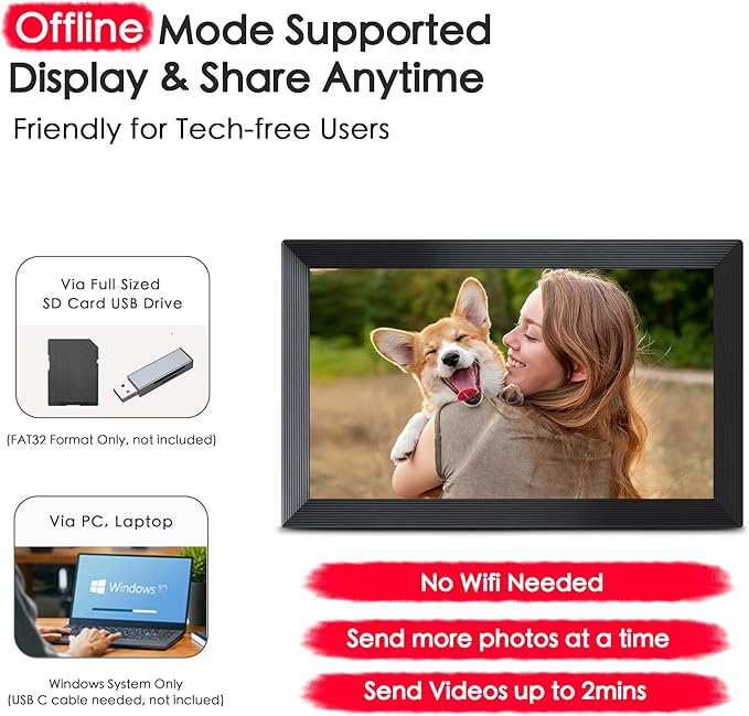 Digital Picture Frame, Frameo 15.6 inch Large Digital Photo Frame WiFi, 1920*1080 IPS FHD Touchscreen, 32GB Storage, Instant Share Pictures Video, Photo Frame Electronic, Gift for Mom, House Warming