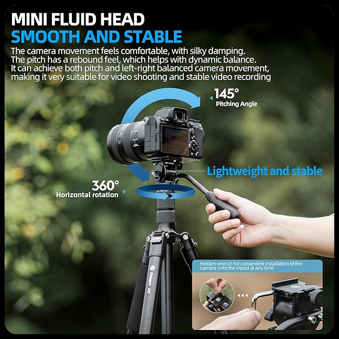 Fotopro Camera Tripod, Foldable Aluminum Tripod/Monopod, 360°Ball Head Detachable with Quick Release Plate, Lightweight Tripod for Camera, Phone, A4I A5I (Grey, 80'' Video)