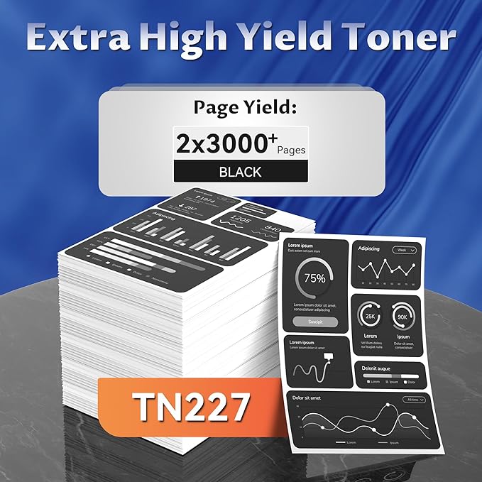 TN227 Toner Cartridges High Yield Compatible for Brother TN227 TN223 Toner Cartridges for Brother HL-L3210CW HL-L3230CDW HL-L3290CDW MFC-L3710CW MFC-L3750CDW MFC-L3770CDW Printer(BK,2 Pack)