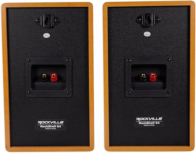 Rockville Pair ROCKSHELF 64C V2 Classic Wood 400W 6.5" Bookshelf Speakers/4 Ohm, Kevlar Woofers, Silk Dome Tweeter, MDF Cabinet, for Home Theater and Stereo Audio