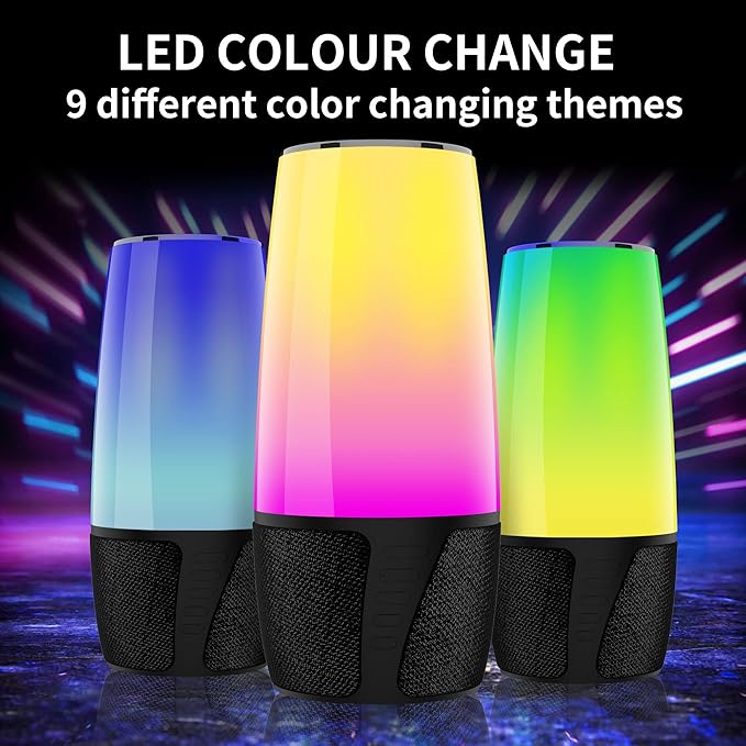 FDY Portable Bluetooth Speaker,9 Color LED Lighting,Wireless Speakers 40W Loud Sound,IPX6 Waterproof,Bluetooth 5.3,360° Stereo Sound Effect for Home/Outdoor/Party/Beach, Birthday Gift(Colorful)