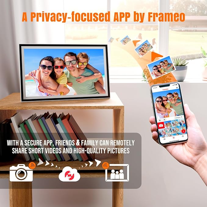 Smart WiFi Digital Picture Frame - 15.6-inch Full HD Touchscreen, 64GB Electronic Photo Frame Wall Mountable for Home Decor, Supports USB&SD Card, Share Precious Memories via Frameo App Anywhere