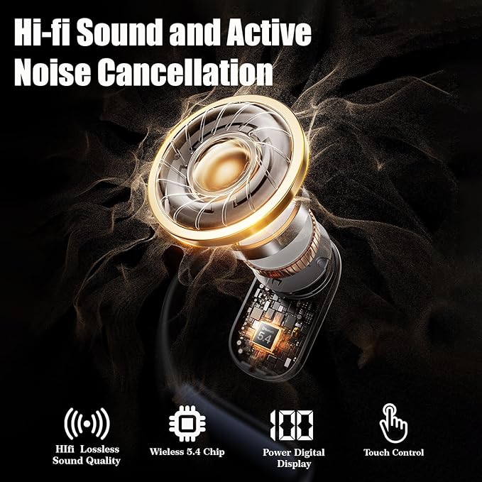 AI Real-Time Translation Earbuds, Bluetooth 5.4 Language Translation Headphones, Supporting 144 Language Accents, Ear-Hanging Language Translation Device, Suitable for Business Travel and Learning