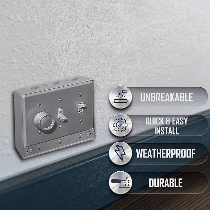 TayMac TB750S 3-Gang Weatherproof Box with Seven 1/2 in. Outlets, Gray