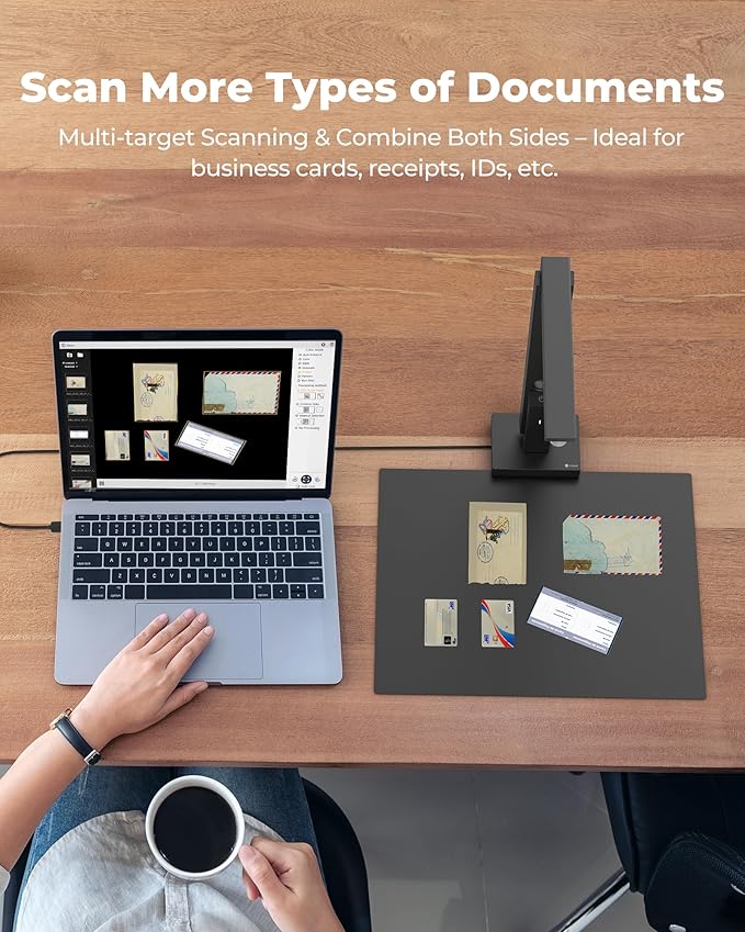 CZUR Portable 12MP Document Scanner, USB Document Camera, Fast Scan 1s/Page, Capture Size A4, OCR Function, Travel-Friendly Mobile Scanner for Mac & Windows, Lens1200 Pro (Not for Books)