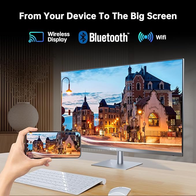 KTC 32 Inch 4K Smart Monitor, Google System UHD (3840x 2160) Smart Monitor with Speakers, Netflix Licensed, Type-C 65W PD, WirelessDisplay, HDR, Bluetooth, Hey Google Voice Remot, VESA Support, A32Q8