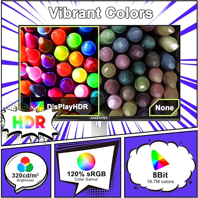 Amzfast 25 inch 320Hz/300Hz/240Hz White Gaming Monitor, FHD 1080P 0.5ms Fast IPS, TÜV Rheinland Eye Care| AI Crosshair, Adaptive Sync,Night Vision Function,Two Year Warranty Exchange(HDMI & DP Cable)