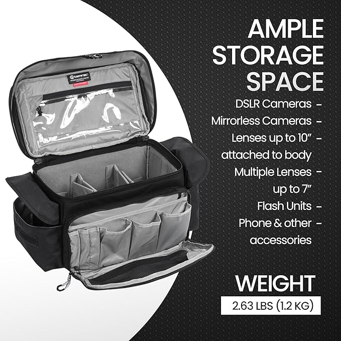 Tamrac Stratus 10 Camera Bag for Photographers, Camera Case for Photography Accessories, Shoulder Bag for DSLR and Mirrorless Cameras, Crossbody Camera Bag with Tripod Holder Strap - Black