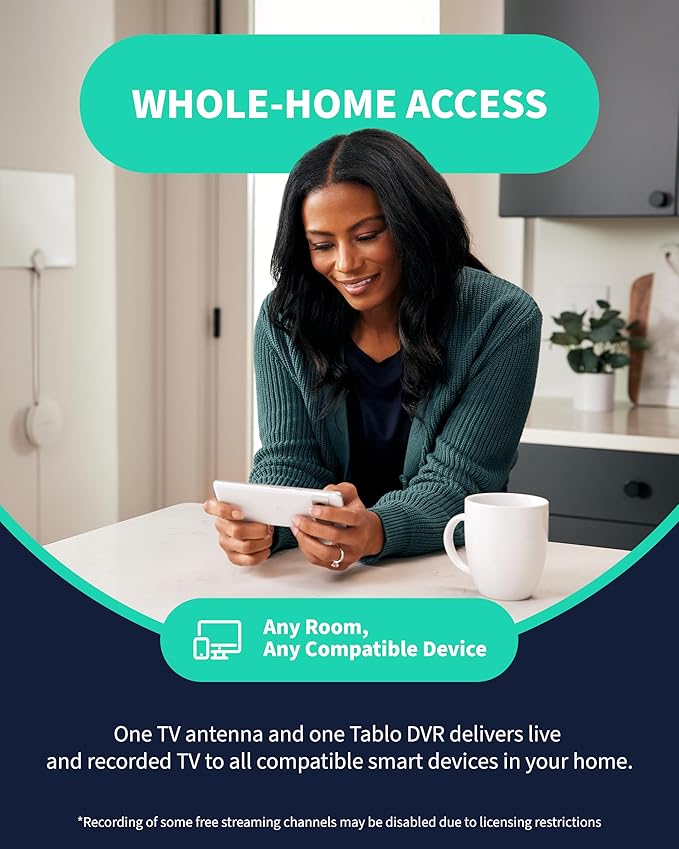 4th Gen 4-Tuner Over-The-Air (OTA) DVR - Watch, Pause & Record Live TV, News, Sports & Movies Throughout Your Home Over Wi-Fi - Pairs w/Any TV Antenna - 50+ Hrs Recording - No Subscriptions