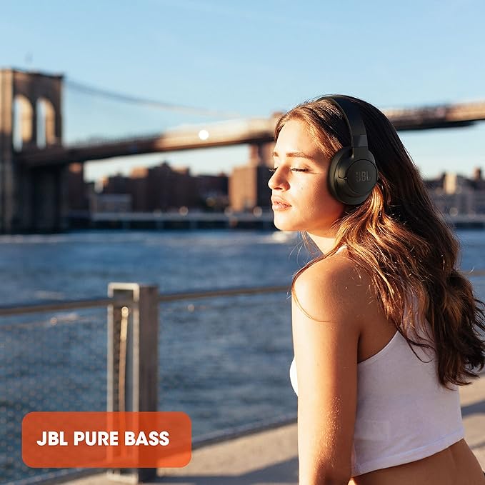 JBL Tune 760NC - Wireless Over-ear Noise Cancelling headphones, JBL Pure Bass Sound, Voice Assist, Google Fast Pair, Up to 50Hrs of Battery with ANC off, Lightweight and foldable design (Black)