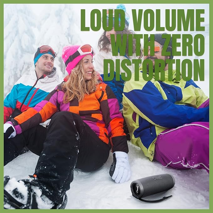 OontZ Cylinder Portable Bluetooth Speaker 5.0 - IPX7 Waterproof, 14W Enhanced Sound, 20-Hr Battery, 100ft Wireless Range, Deep Bass and Clear Audio, Durable Shower Speaker for Pool or Beach (Black)