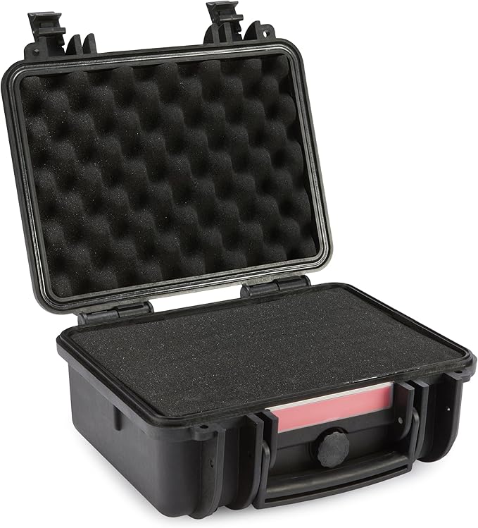 Amazon Basics Hard Camera Case, Small, Black, Solid, 12"L x 11"W x 6"H