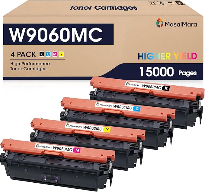 MasaiMara W9060MC W9061MC W9062MC W9063MC Compatible Toner Cartridges Replacement for HP Color Managed E55040 E55040DW E57540dn E57540 E57540C Printer(Black, Cyan, Magenta, Yellow, 4-Pack)