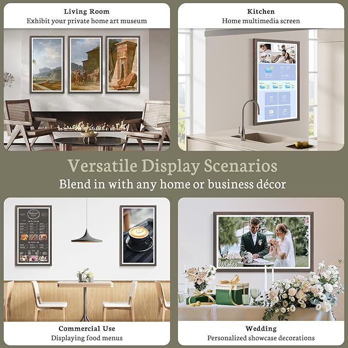 BSIMB Large Digital Picture Frame 24 Inch, 1920x1080 FHD WiFi Digital Photo Frame Electronic 32GB, Wall Mount Included, Share Pictures/Videos via App Easy Setup Gifts for Mom(Non-Touch), Dark Wood