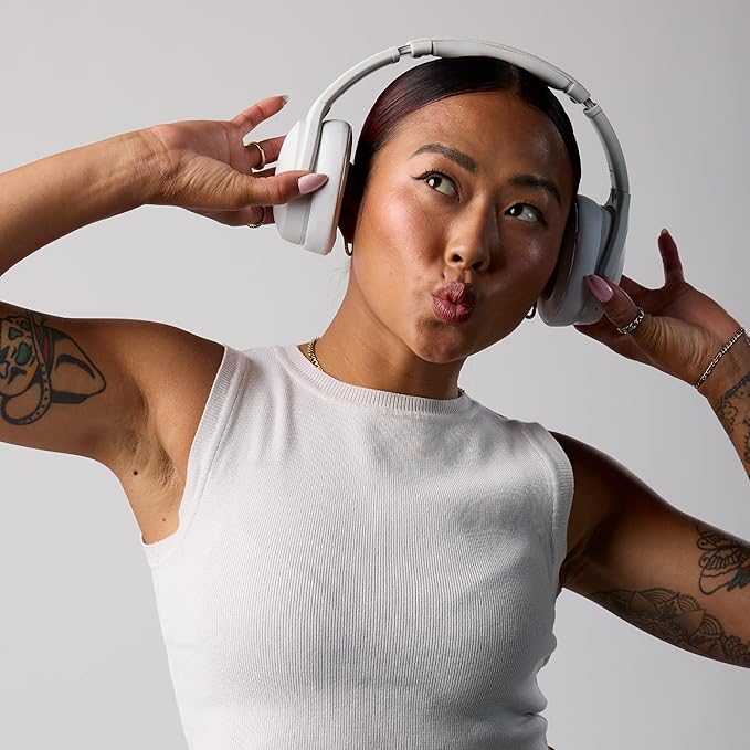 Skullcandy Crusher Evo Wireless Bluetooth Headphones with Extra USB-C Charging Cable, Multi-Sensory Bass, Noise Isolating Over-Ear Fit, 40 Hours Battery, Microphone for iPhone Android - Bone