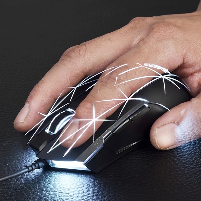 FIRSTBLOOD ONLY GAME. AJ52 Watcher RGB Gaming Mouse, Programmable 7 Buttons, Ergonomic LED Backlit USB Gamer Mice Computer Laptop PC, for Windows Mac OS Linux, Star Black