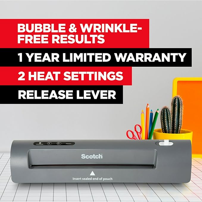 Scotch TL901X Thermal Laminator, 1 Laminating Machine, Gray, Laminate School Assignments and Documents, for Dorm Room or School Supplies, 9 in.