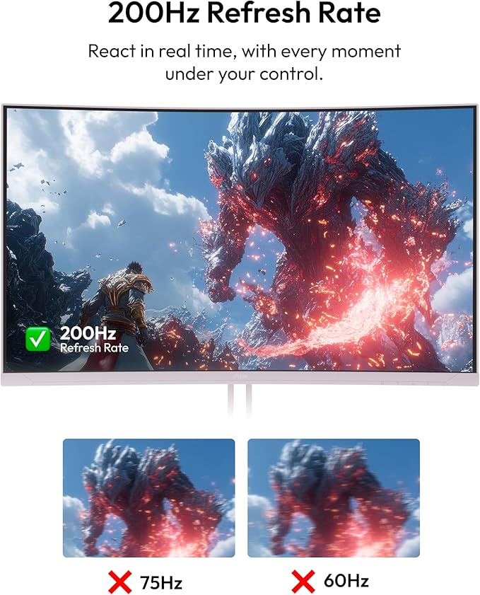 Pixio PXC248 Wave Pink 24 inch 200Hz Refresh Rate FHD 1080p Resolution 1500R Curve Fast VA Panel 1ms GTG Response Time Adaptive Sync HDR Curved Gaming Monitor