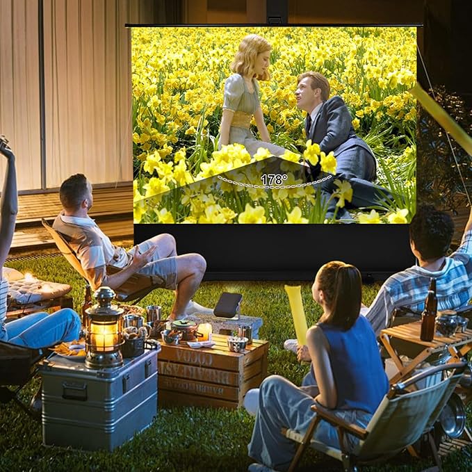 84 inch Portable Projector Screens Indoor Outdoor Projector Screen 4:3 4K HD Outdoor Movie Screen, Lightweight and Retractable for Home Cinema Backyard Movie Night, Meeting Presentation
