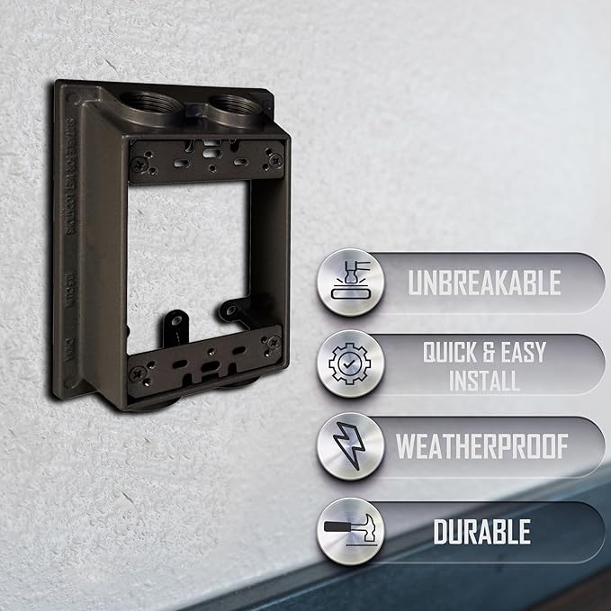 TayMac SE450Z Weatherproof Box Extension, 1-Gang, (4) 1/2-Inch Outlets, Bronze