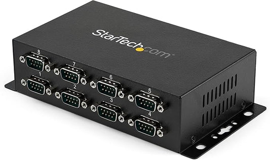 StarTech.com 8 Port USB to Serial RS232 Adapter - Wall Mount - Din Rail - COM Port Retention - FTDI USB to DB9 RS232 Hub, TAA (ICUSB2328I)