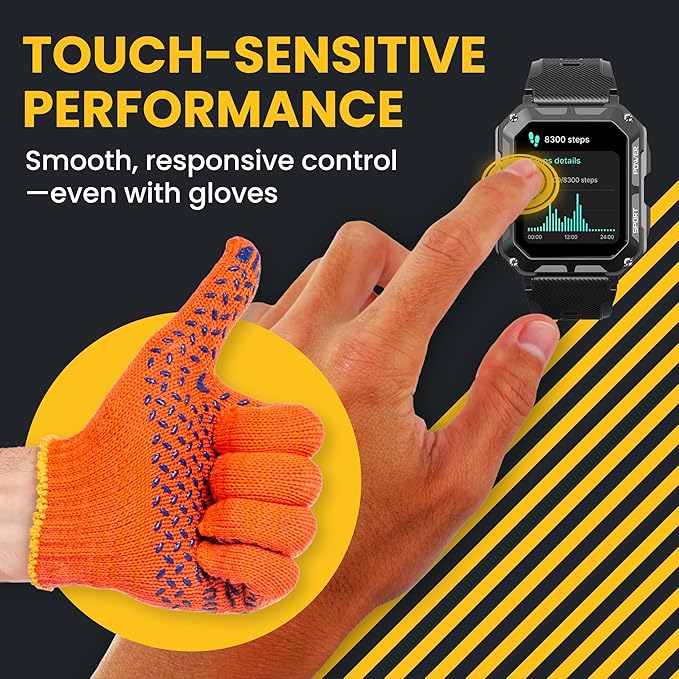 Hard Hat Smartwatch Screen Protector, Scratch Resistant, Impact Absorbing, Ultra-Clear, Touch Responsive, Easy Install, Fits Original Smart Watch for Men