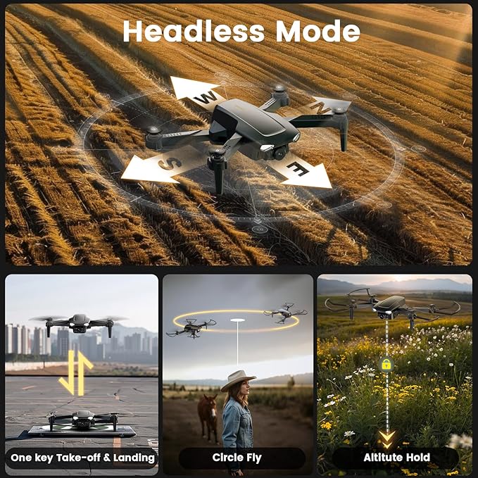 Drone with Camera for Kids Adults, WF11 1080P HD Mini Drones with FPV Transmission Foldable RC Quadcopters for Beginners, One-Key Start, Headless Mode, 360° Flip, 22 Mins Flight Time