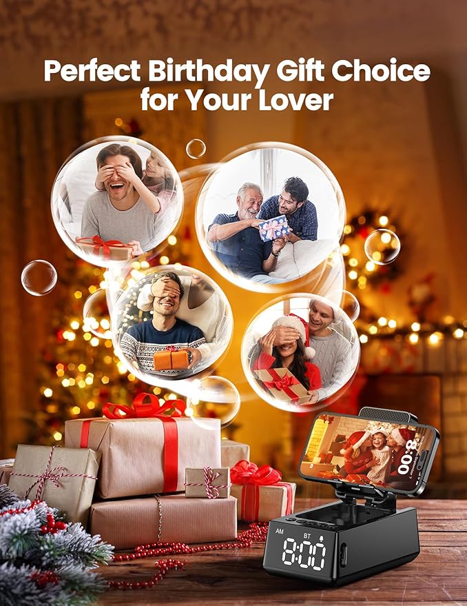 CHIFENCHY Birthday Gifts for Men Women-Bluetooth Speaker with HD Sound, Stocking Stuffers White Elephant Gifts for Adults, Kitchen Gadgets for Anniversary Idea Gift for Dad Mom Husband Wife(Black)