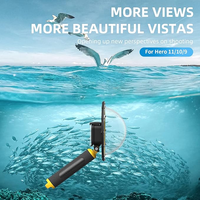 TELESIN 6 inches Dome Port Lens for GoPro Hero 13 12 11 Hero 10/9 Black,Waterproof Housing Case Hand Floating Grip Trigger, Transparent Cover Underwater Diving Photography (for Hero 13/12/11/10/9)