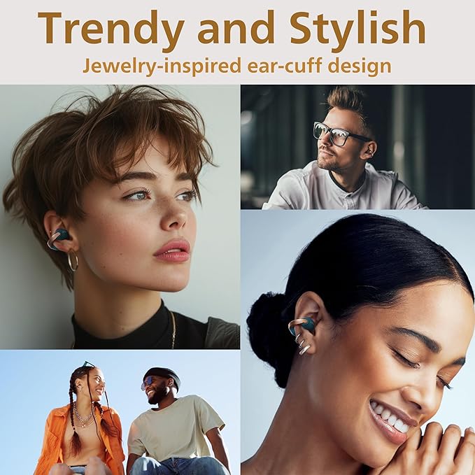 JVC Nearphones Open Ear True Wireless Headphones - Open Ear Earbuds - Bluetooth 5.3-24H Playback - IPX4 Water Resistant - Built-in Mic - Awareness & Comfort - Ear Clip Earbuds - HANP1T