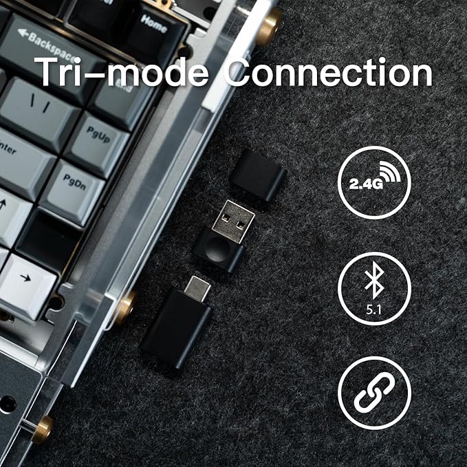 Black Diamond 75% v2 RGB Wireless Mechanical Gaming Keyboard, 2.4G 2ms Latency, Tri-Mode Connection, Leaf Spring Mount, Custom Internals, Hotswapable Switch