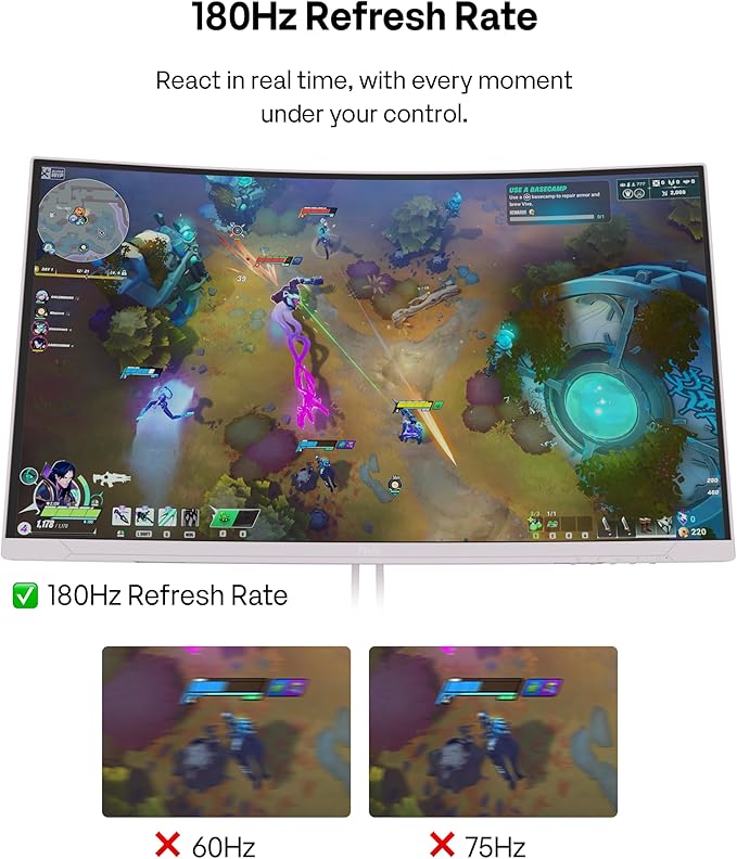 Pixio PXC278 Wave Pink 27 inch 180Hz Refresh Rate QHD 1440p Resolution 1650R Curved Fast VA Panel 1ms GTG Response Time Adaptive Sync HDR Curved Gaming Monitor