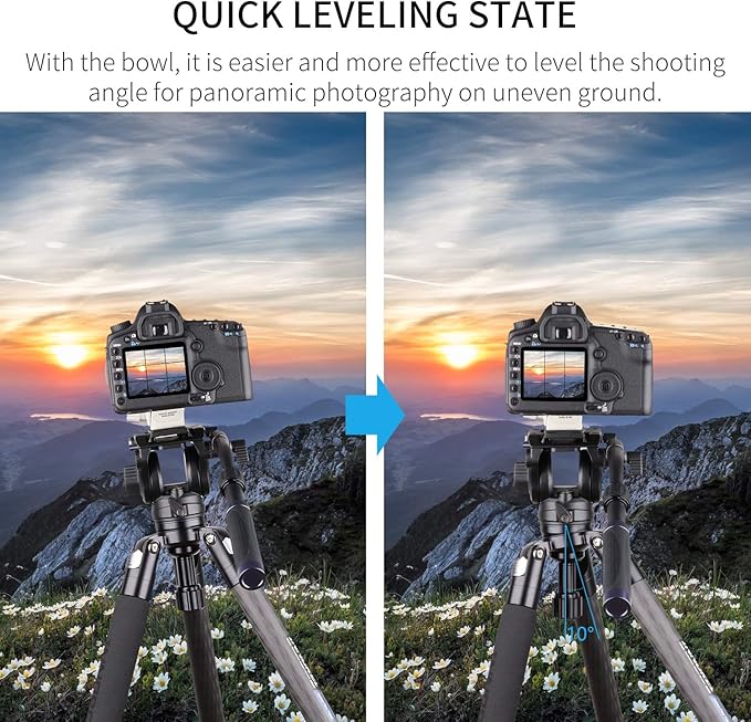 INNOREL ST324CT/ST324CF Carbon Fiber Tripod Max Height 160cm Max Load 30kg Max Tube Dia 32mm Professional Birdwatching Heavy Duty Camera Stand (Fast Flip Lock)