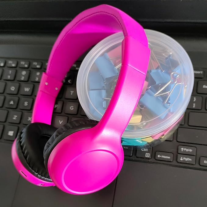 Kids Wireless Headphones, Over-Ear Design with Bluetooth 5.0, Adjustable Over-Ear Design, Available in Blue, Black, Pink (Pink)