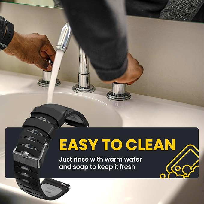 Silicone Watch Strap for Men, Silicone Smart Watch Band Strap for Original & Foreman, Smartwatch Accessories, Quick-Swap Design (Black and Grey)