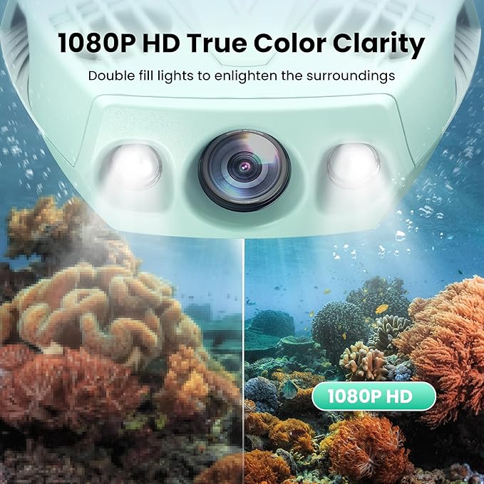 Chasing Dory Underwater Drone - Palm-Sized 1080p Full HD Underwater Drone with Camera for Real Time Viewing, APP Remote Control (Green)