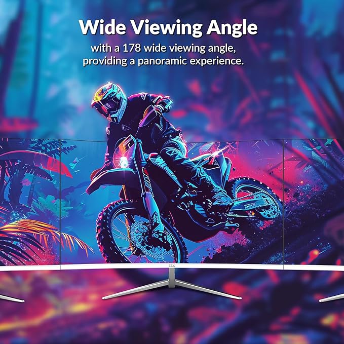 ZZA 27 inch White Gaming Monitor,300Hz Curved Monitor,Full HD 1080P White Computer Monitor,Eye-Care Display with HDMI,DP,FreeSync,Wall Mountable for Gaming and Office